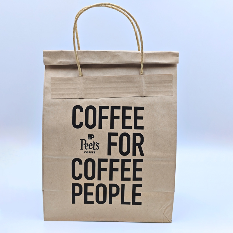 厂家外贴手提纸袋环保牛皮纸铝箔保温袋封口外卖咖啡奶茶打包袋