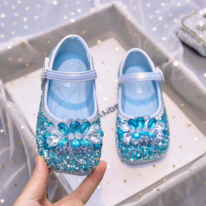 Zapatos de Cristal de Princesa para Niñas, Suela de Caucho, para Fiestas y Vestidos