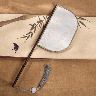 Zizhu Knife Fan Long Handle Hanfu Show Photo Props Covering Face Ancient Style Warring States Robe Fan Wei Jin Performance Knife Fan