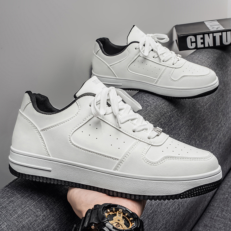 Zapatos de hombre primavera nuevos zapatos blancos transpirables, estudiantes de moda, zapatos de skate casuales de altura baja para hombres