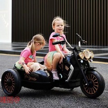 遥控儿童电动摩托车男女小孩宝宝玩具车大号电瓶车双人复古代发