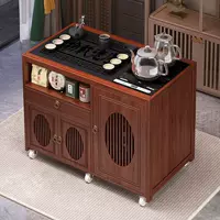 Movable tea table, tea table, sofa side, household small tea table kettle integrated solid wood tea cabinet balcony tea truck