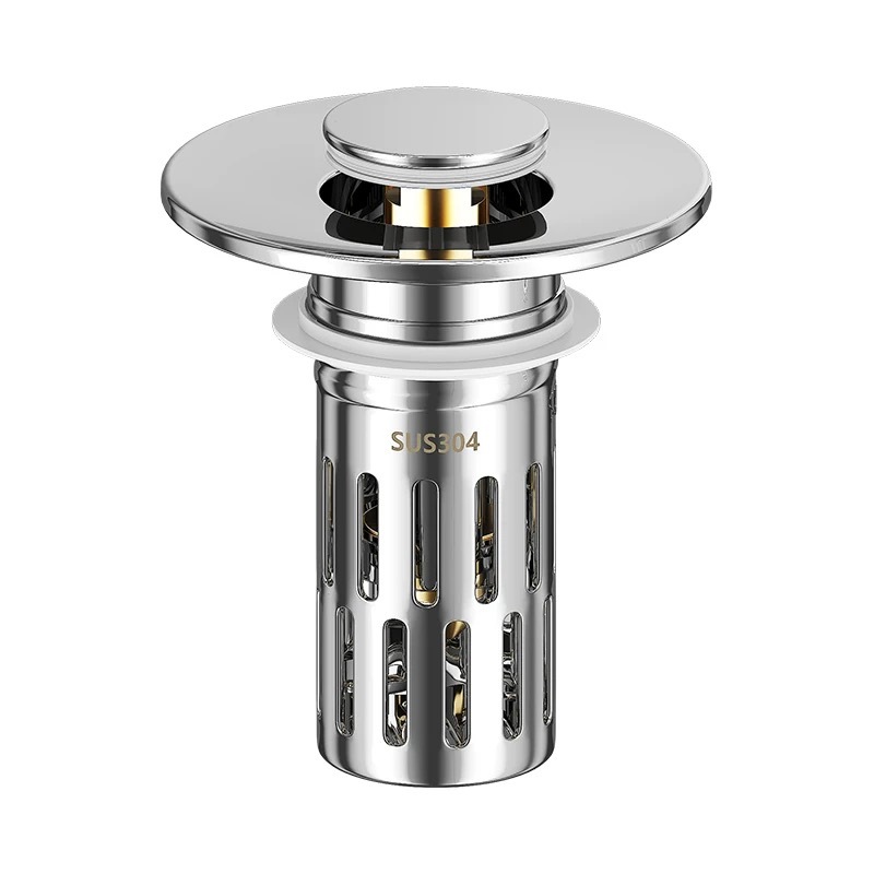 Pequeño calibre estándar de EE.UU. núcleo de rebote de descarga de agua tipo prensado lavabo de acero inoxidable enchufe anti-insecto bloqueo pantalla de filtro