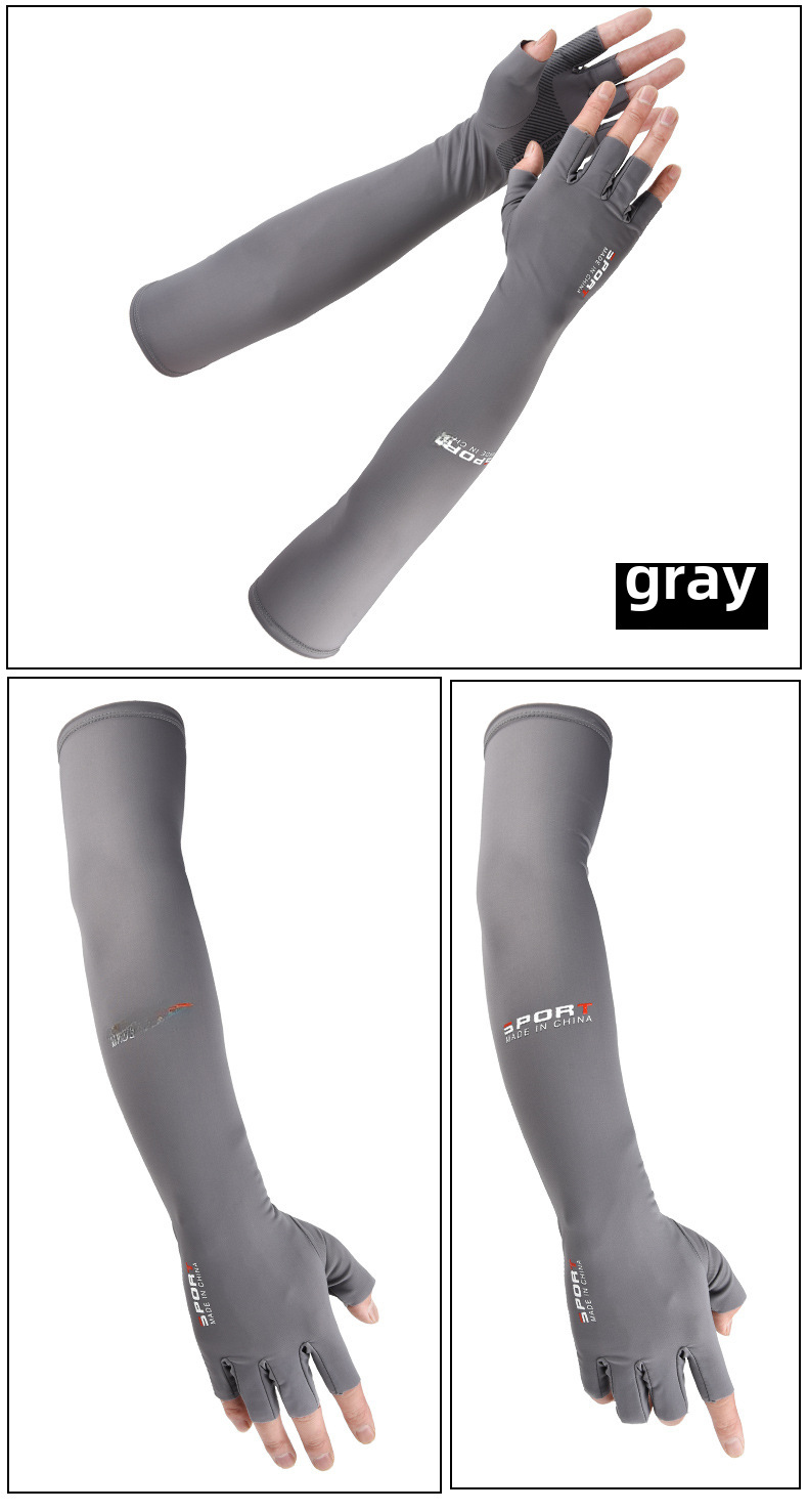 Summer Five-Finger Ice Sleeve Sunscreen Arm Ice Silk Sleeve Half-Finger Gloves for Men and Women Outdoor UV Driving Ride_viptrois.com