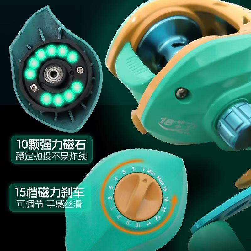 Rueda de goteo de agua verde de macarón de uso general, rueda de goteo de agua Luya, taza de alambre de metal completo, rueda de lanzamiento de larga distancia, equipo de pesca anti-fritura al por mayor