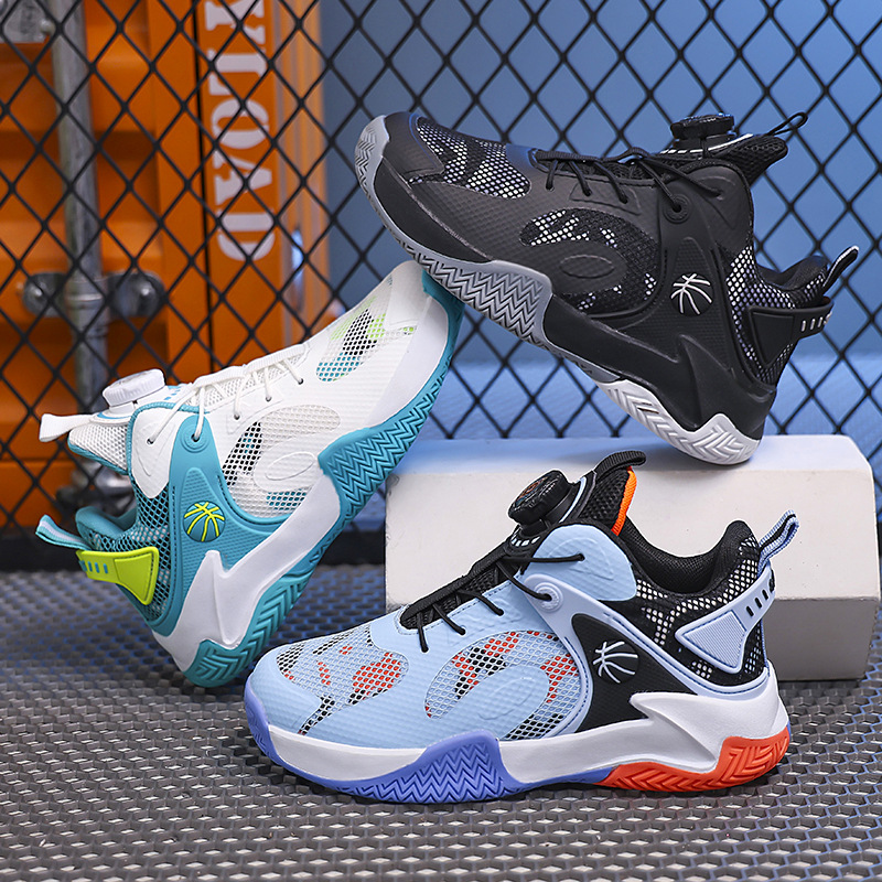 Zapatos de baloncesto para niños 2025 nuevos niños de mediano tamaño para niños de otoño entrenamiento transpirable para correr deportes