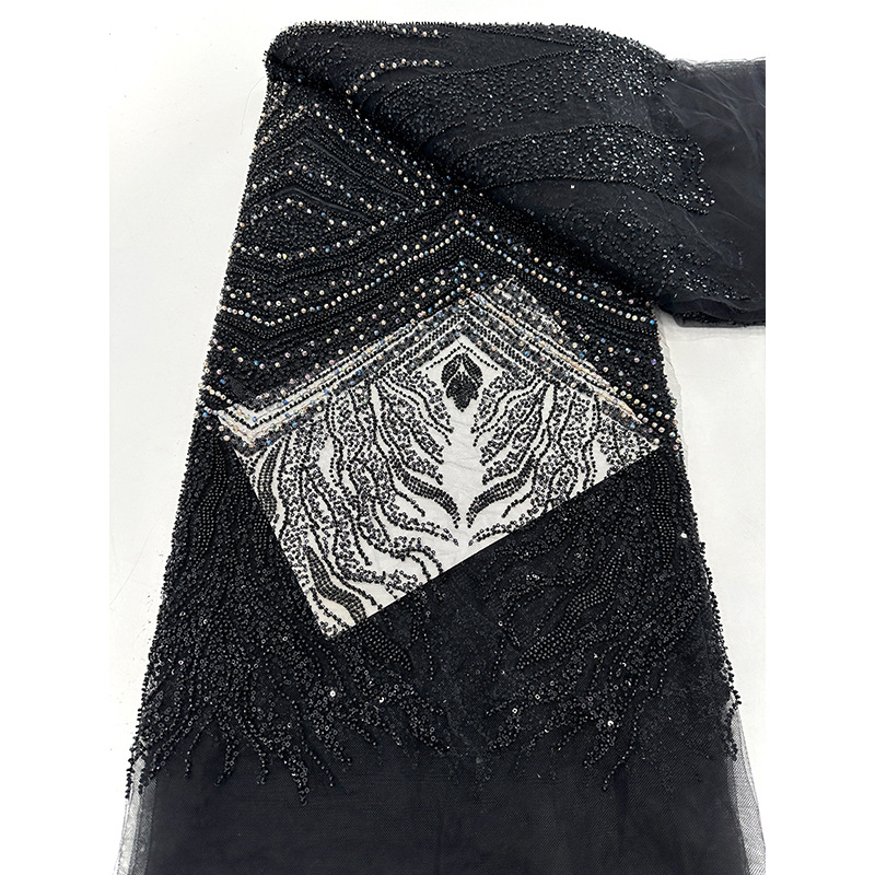 Tubo de perlas, tela de bordado, sequin de moda, vestido de boda bordado de alta calidad, vestido de princesa, vestido de moda, tela