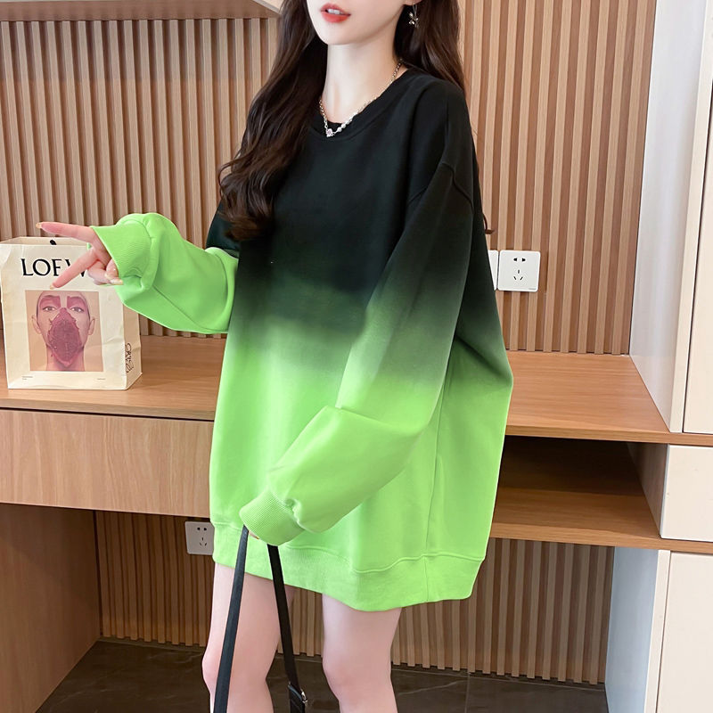 2025秋季新款小众渐变设计卫衣女设计感百搭慵懒风涂鸦字母上衣潮|undefined
