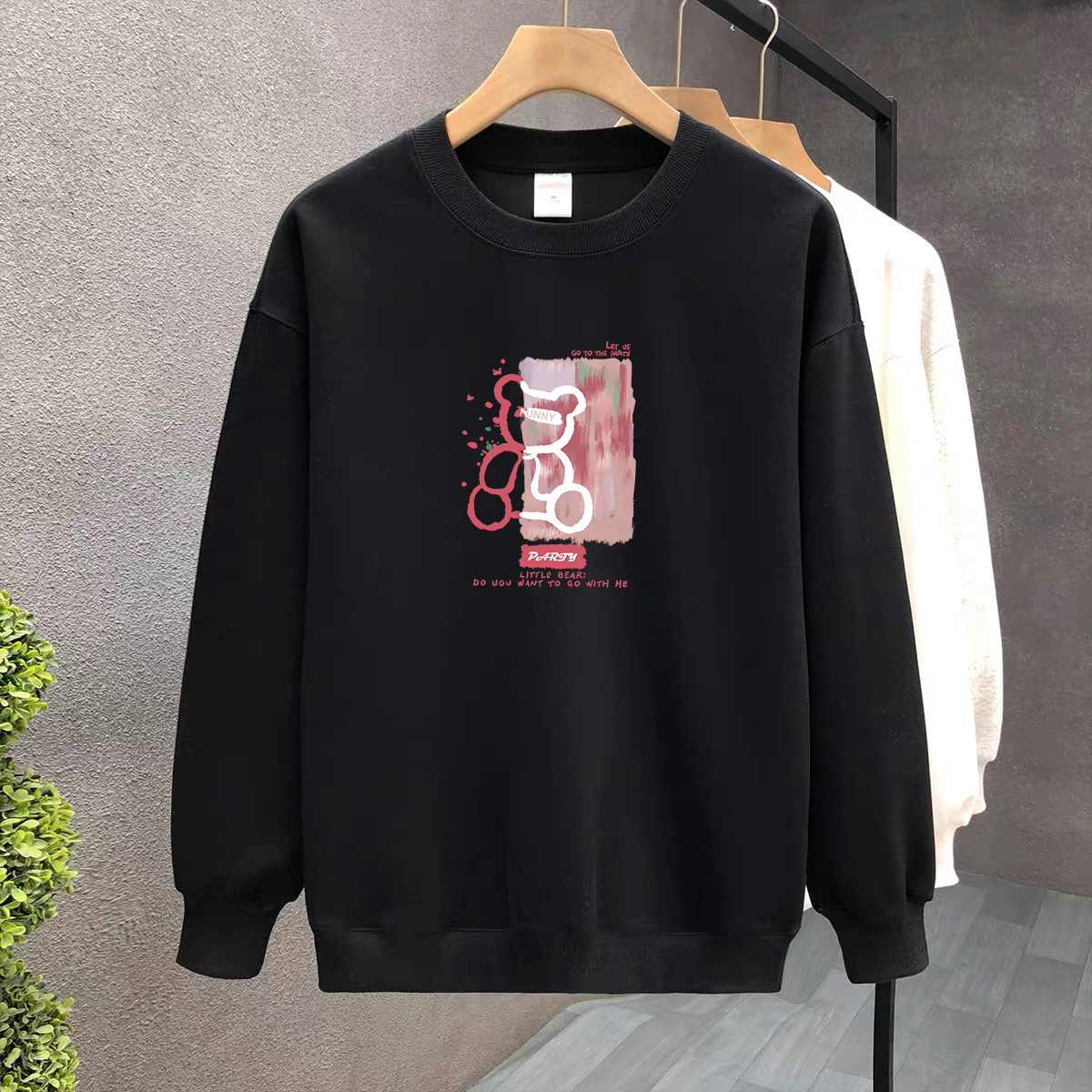 Suéter de algodón negro pesado de alta gama para mujeres 2025 otoño y invierno nuevo estilo europeo y americano camiseta de manga larga fondo suéter de estudiante