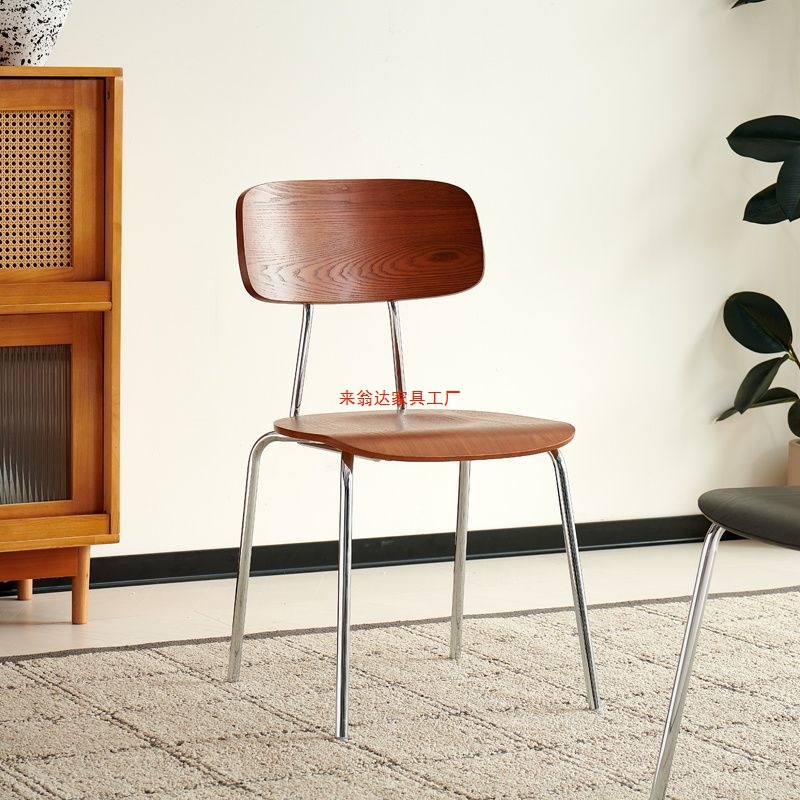 Simple Italian Dining Chair Home Solid Wood Backrest Dining Table Chair Simple Milk Tea Cafe Restaurant Chair Industrial Style Chair