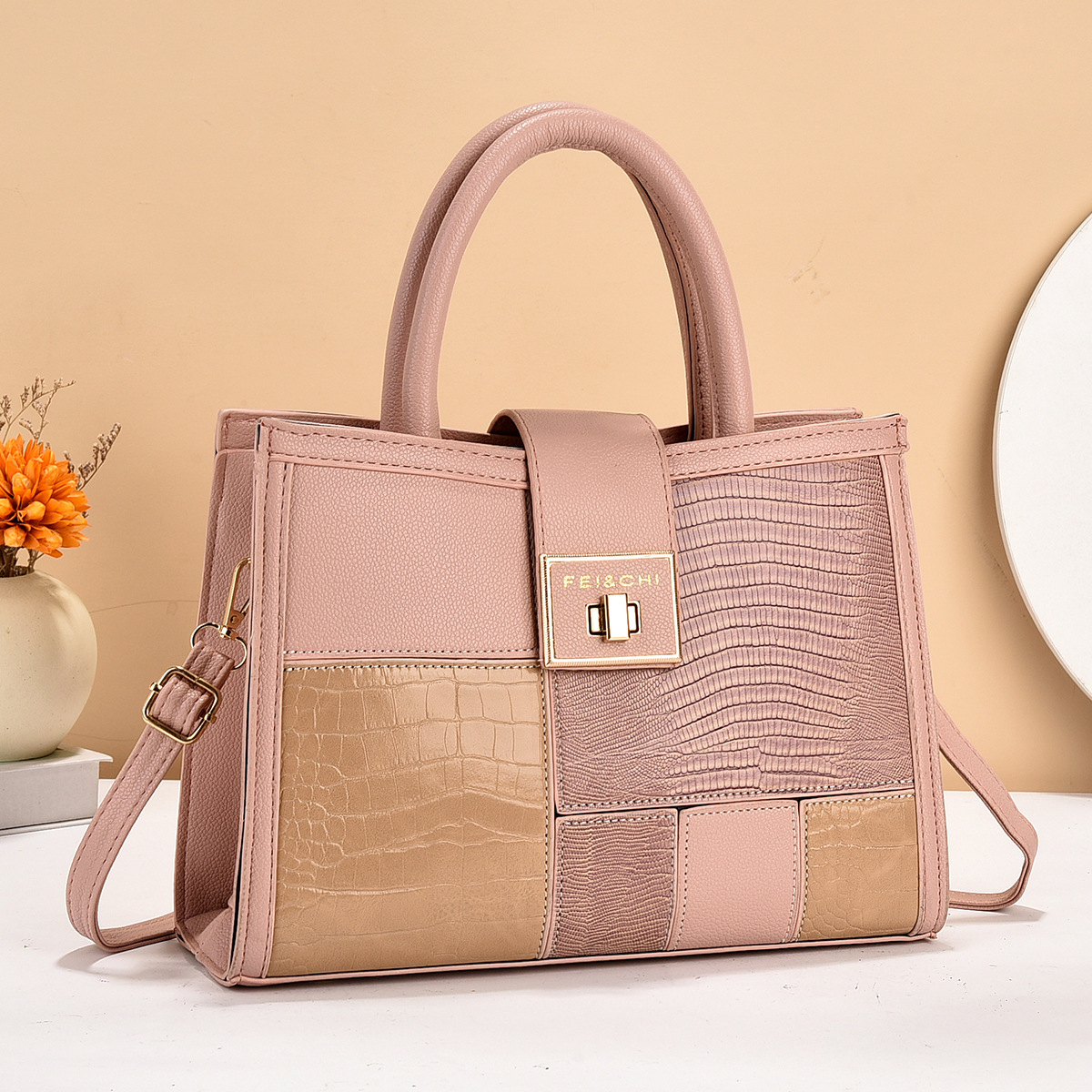 托特大包包送妈妈实用手提包包女2024时尚撞色大容量质感手提女包