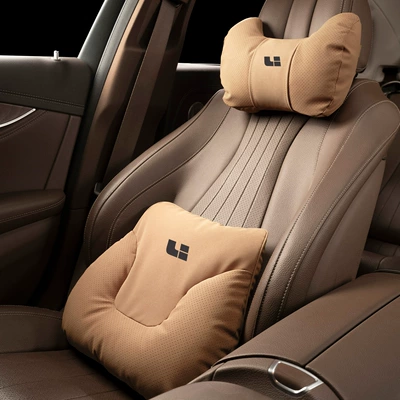 Headrest, Car Neck Pillow L9/L8/L7/L6/I6 - ox-horn-style-vintage-brown-ideal-headrest-lumbar-support-set-one-of-each