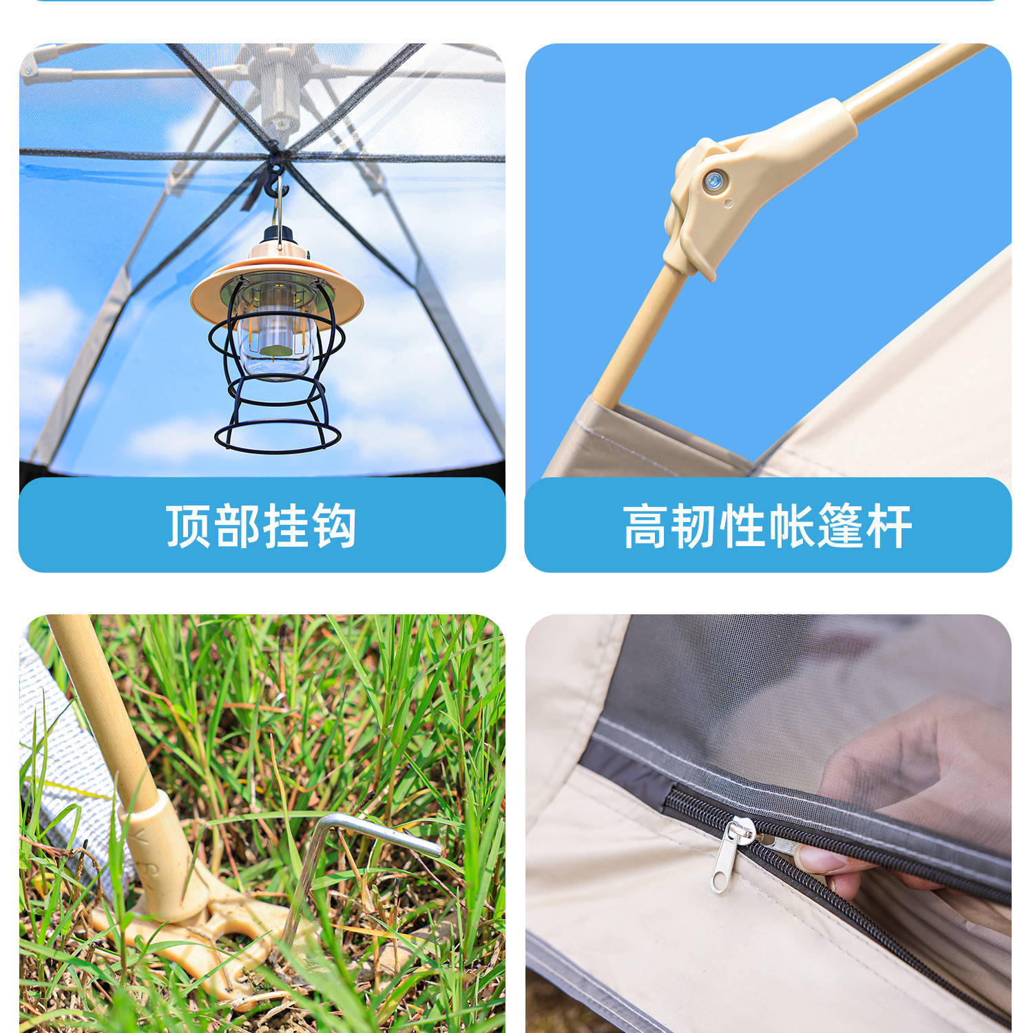 Portable folding tent for outdoor camping, automatic sun protection and shade, overnight camping equipment, complete set of two-in-one canopy