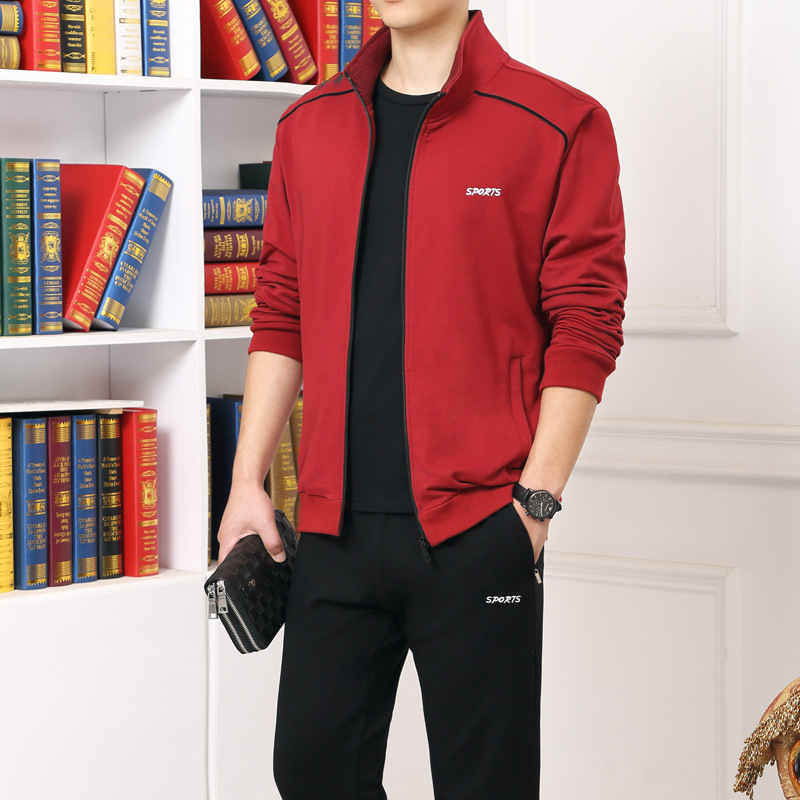 2019 nuevo traje deportivo de hombre primavera y otoño ropa deportiva de manga larga papá ropa deportiva de mediana edad image 2