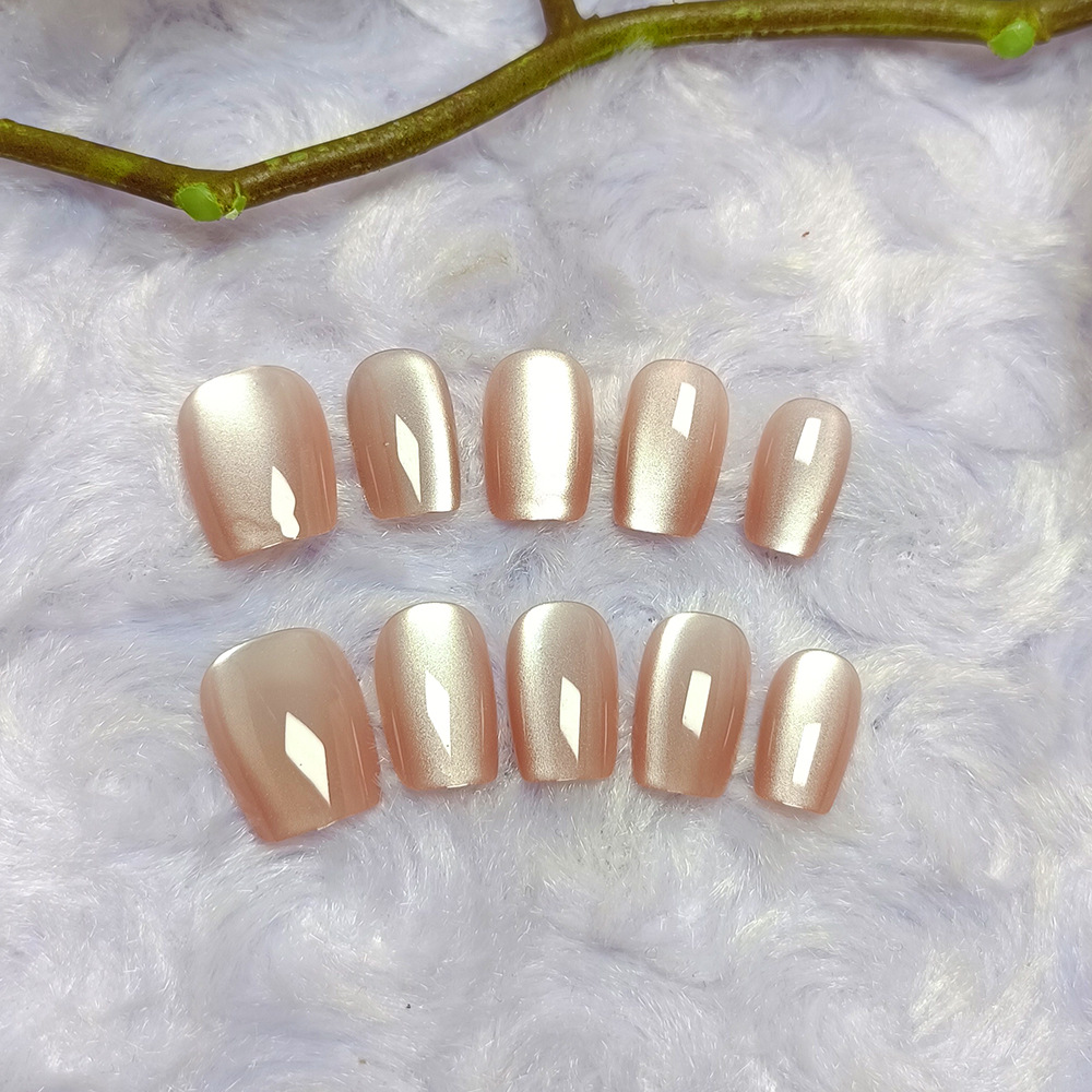 Polvo brillante de color sólido para usar uñas de ojo de gato polvo desnudo suave y elegante manicure 10 piezas escalera de código decimal pieza de uñas falsas