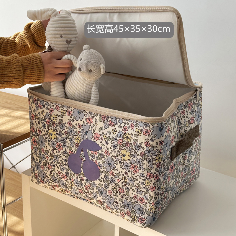 花柄生地家庭用ジッパー防塵収納バスケットワードローブ衣類収納ボックス洗える折りたたみジッパーバッグ寮