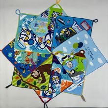 原单aoTMANKT全棉割绒卡通印花方巾可挂式擦手巾吸水不掉毛面巾