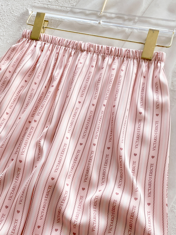 春夏睡衣女款品牌真丝绸条纹感桑蚕丝家居服|undefined