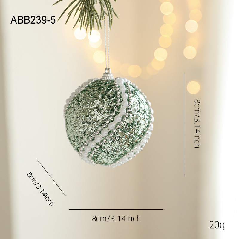 Nueva espuma verde bola de Navidad colgante de sexo opuesto polvo brillante polvo adhesivo árbol de Navidad colgante bola decoración colgante diseño