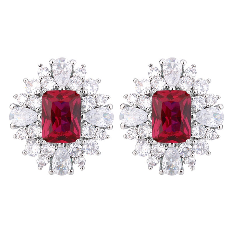 Zhuang Sheng joyas cobre Fondo chapado en oro joyería traje simulación corindón rojo avanzado traje retro femenino 10*12-6*8