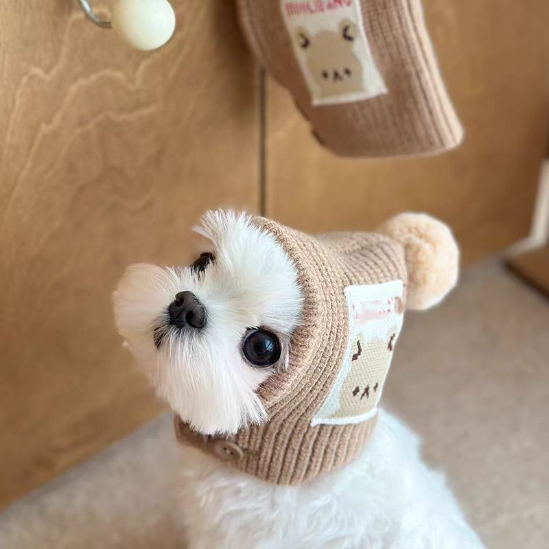 冬毛皮ベビーメイラード犬猫ペットクリスマス衣装帽子手編みウールかわいい新年衣装