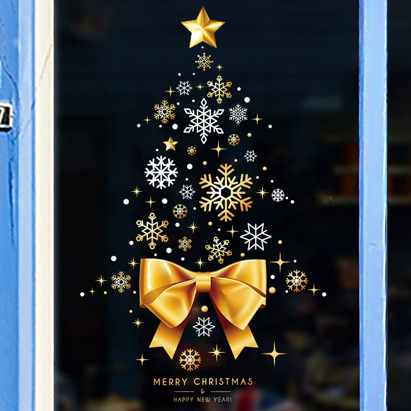 Без клея статическая Снежинка Рождественская елка оконное стекло шкафа съемная декоративная Водонепроницаемая Рождественская наклейка YTH001