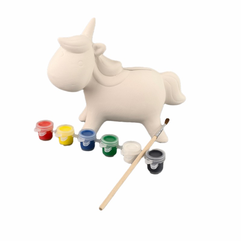 Pequeño pony cerámica colorear pintado yeso muñeca graffiti blanco embrión alcancía niños DIY juguetes educativos