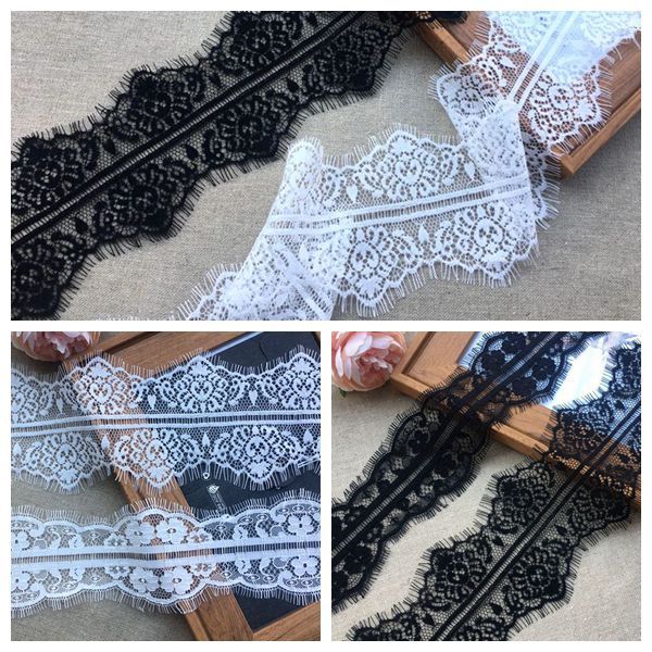 精美优质双边睫毛蕾丝laca出口法单衣领袖子衣服裙边加长拼接材料