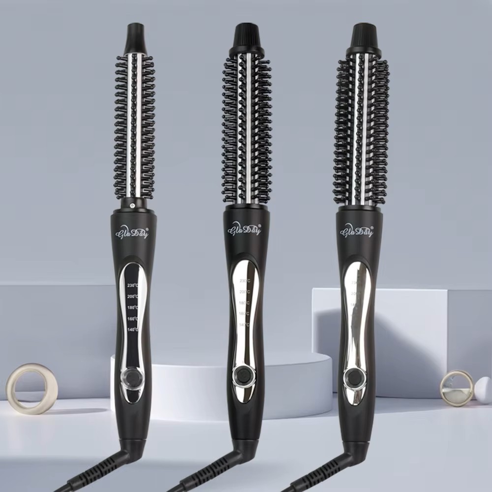 GLADAY 컬링 아이언 짧은 머리 푹신한 전기 컬링 빗 여성 내부 버클 홈 남성 스타일링 파마 아티팩트 헤어 케어