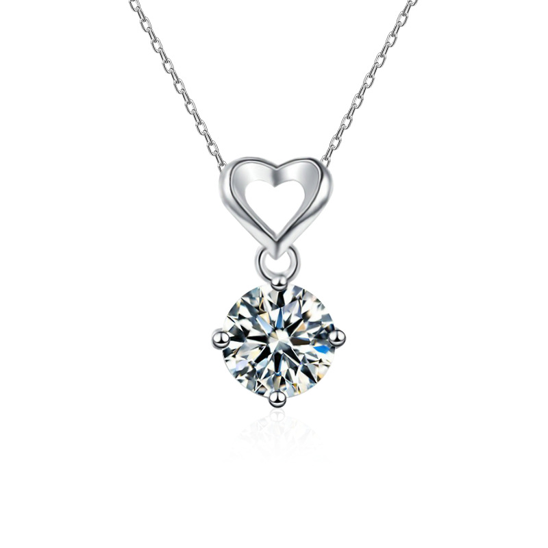 대외 무역 고전 사랑 MOISSANITE 1 캐럿 목걸이 S925 순수 실버 그물 레드 올 매치 펜던트 크로스 국경 도매