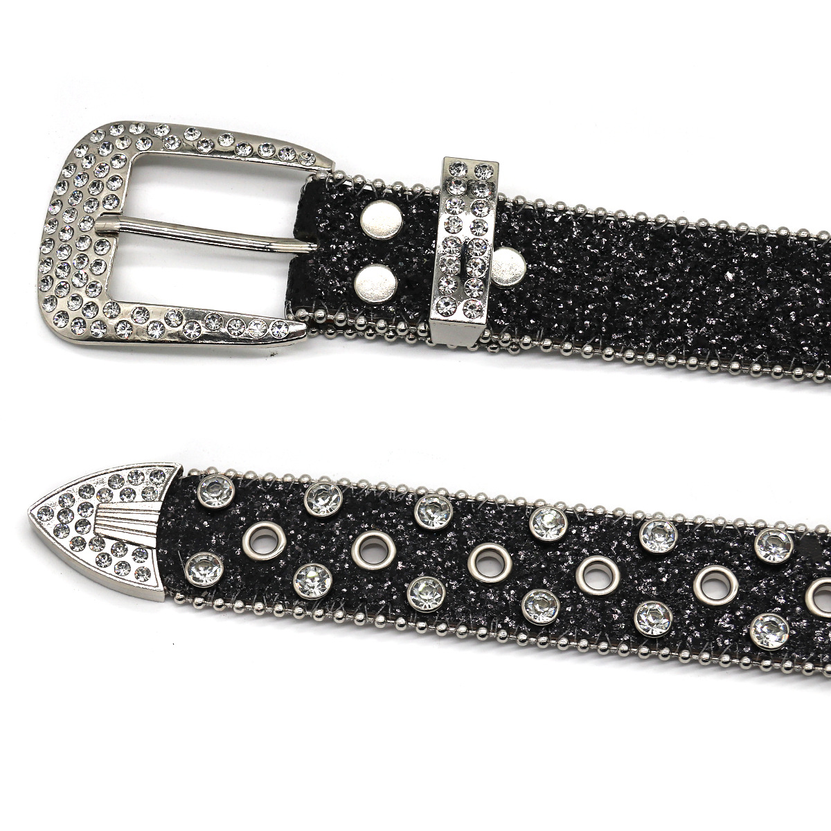 European And American Cross-Border Rhinestone Belt For Men, Inlaid With Sparkling Rhinestones, Hip-Hop Punk Style,_voghion.com