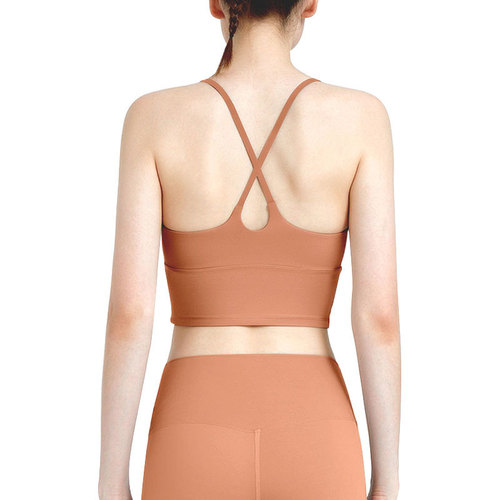 New cloud sense fitness yoga underwear solid color cross sports beauty vest nude sling removable chest pad bra
