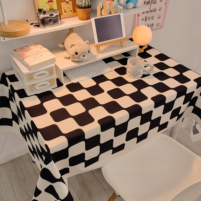 Checkerboard Tablecloth Ins Style Popular Photo Student Desk Dormitory Decoration Coffee Table Dustproof Picnic Stall Cloth