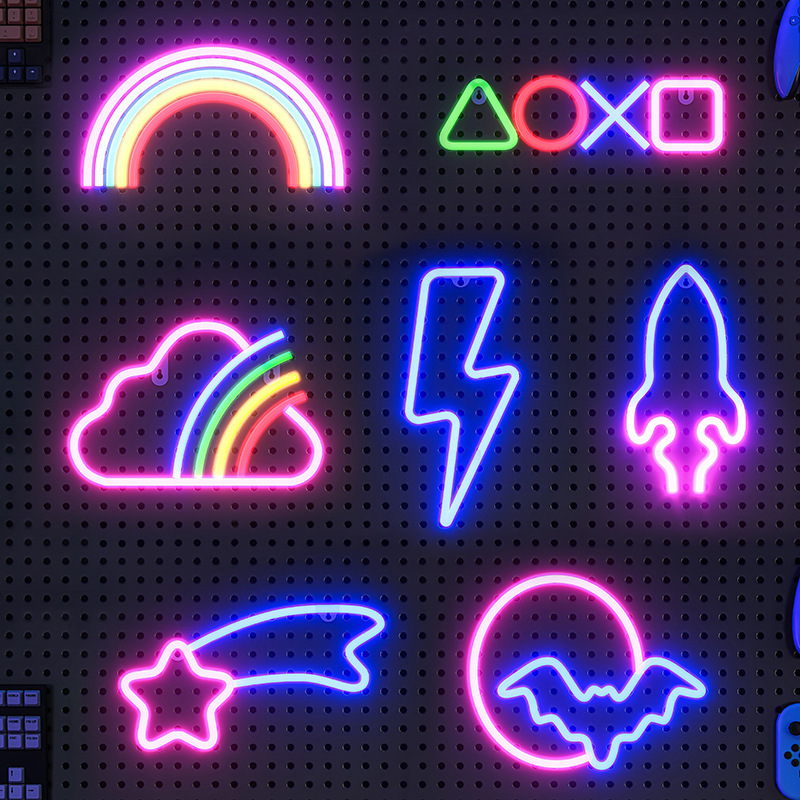 Tablero de la cueva, luz ambiental, decoración de la sala de deportes electrónicos, luz de neón LED, modelado de celebridades de Internet, decoración creativa de la pared, accesorios de gancho