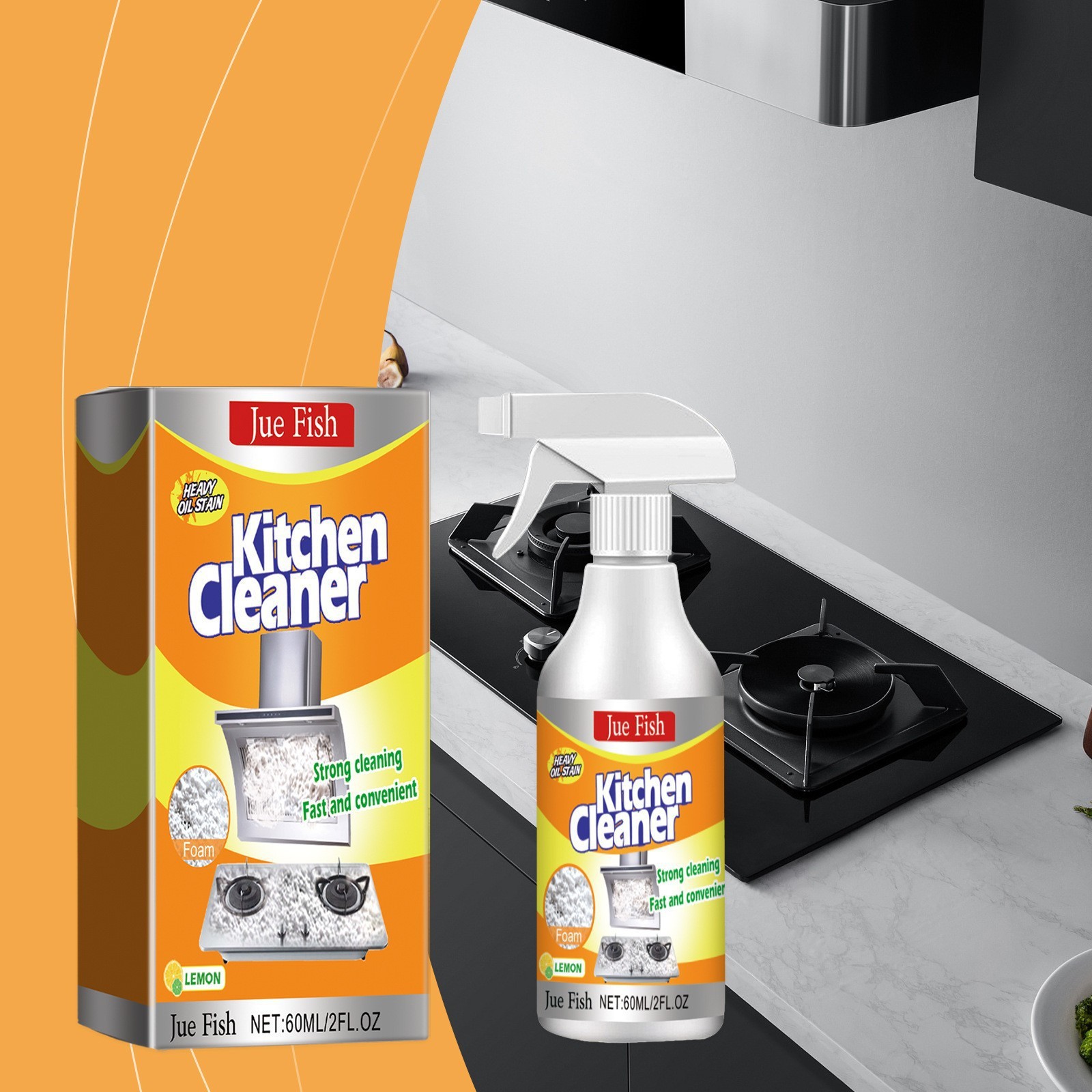 Jue-Fish Kitchen Foam Cleaner Household Kitchen Range Hood Heavy Oil Stain Foam Cleaner Oil Stain Remover