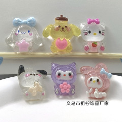 細かいキラキラ光る漫画風全身猫犬樹脂アクセサリークリーム接着剤DIYスマホケース用パッチ素材シナモロール