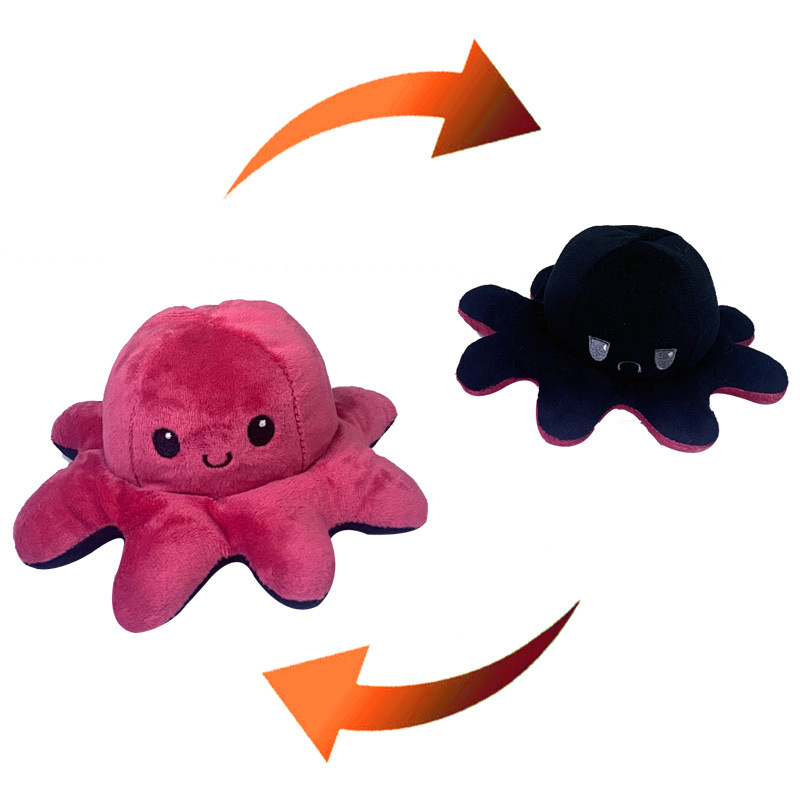 Pulpo reversible Flip pulpo juguete de peluche muñeca de expresión de doble cara muñeca de Ragdoll que cambia la cara en stock al por mayor