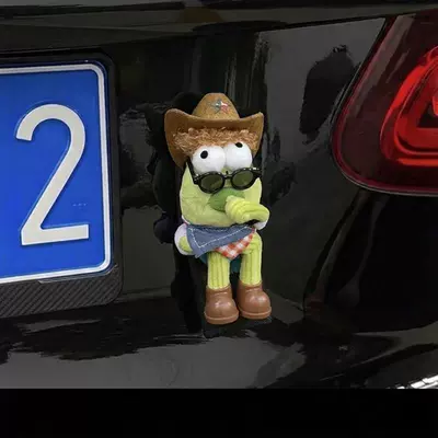 Car rear doll, car toy, electric car rear decoration, bicycle ornament, Bikini Bottom ugly fish car exterior decoration (Car ornaments) - standard-