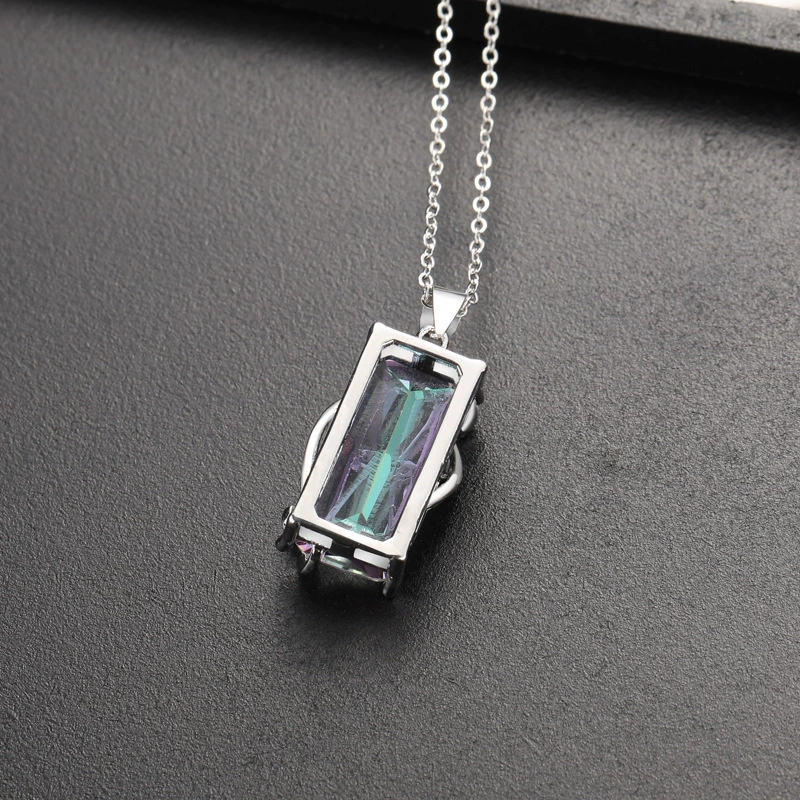 Rainbow tourmaline pendant, necklace, wish, flowered, European style