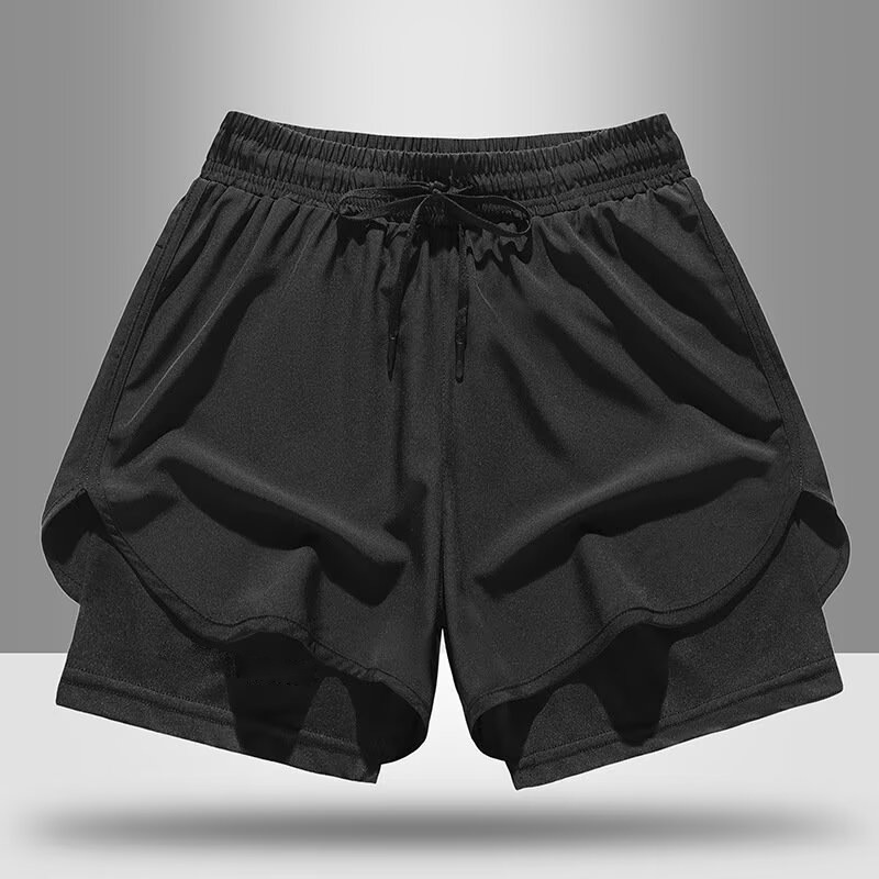 Fake Two-Piece Sports Shorts for Men and Women, Quick-Dry Ice Silk Marathon Track and Field Fitness Running Shorts with Lining, Leak-Proof Training Shorts Fake Two-Piece Sports Shorts for Men and Women, Quick-Dry Ice Silk Marathon Track and Field Fitness Running Shorts with Lining, Leak-Proof Training Shorts