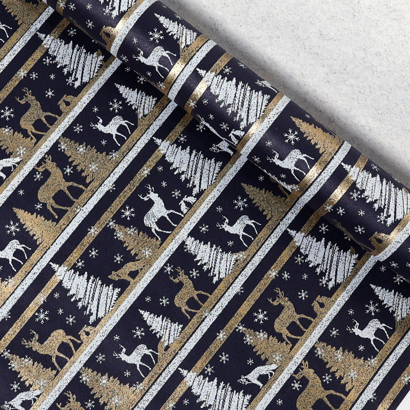 Serie navideña - Snow Deer Forest blue; 43cmx3 metros (embalaje en rollo)