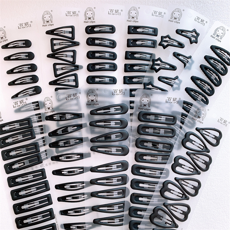 Black Water Drop Hair Clip Basic Minimalist Fringe BB Clip for Girls, One-Sided Clip for Rear Head, Top Hair Accessory