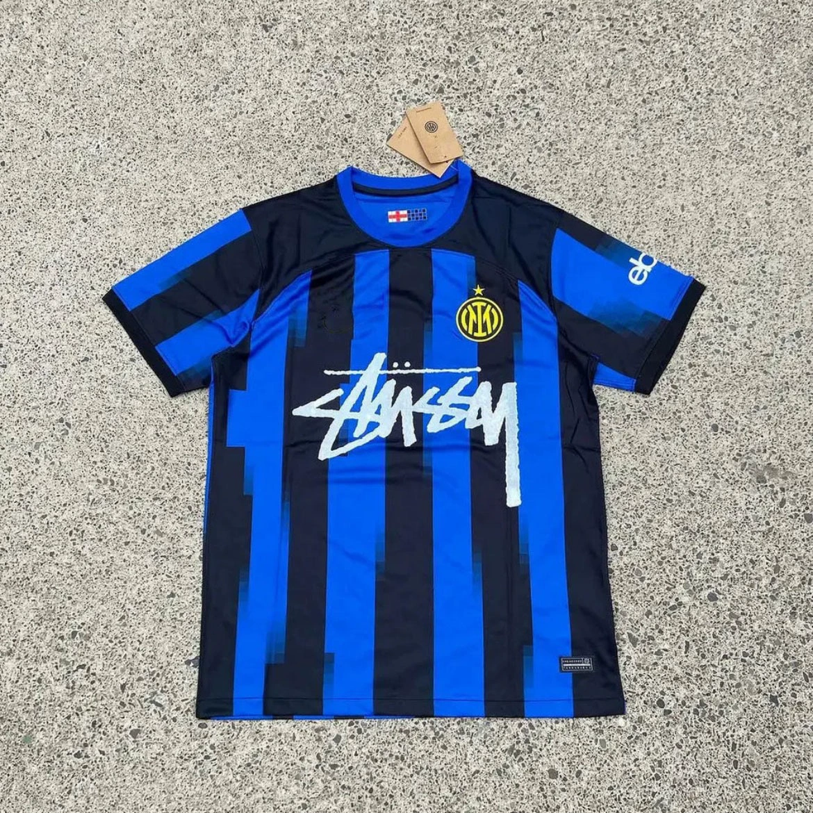 Футболка Stussy Stussy с подписью, Аргентина, Интер, Бразилия, Италия, Фламенго, короткие рукава
