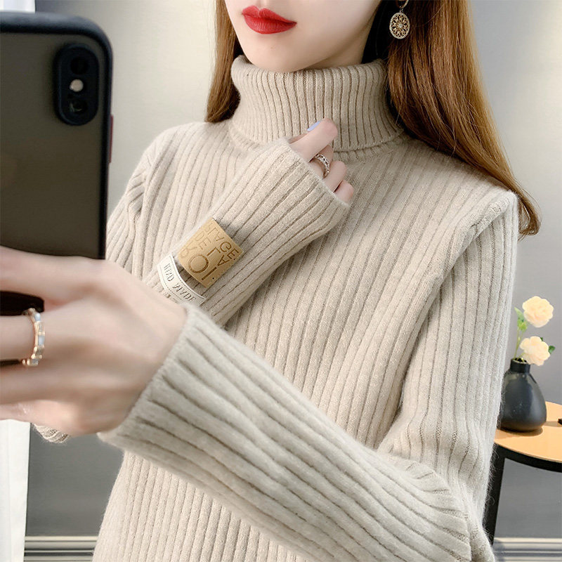 2026 Fall/Winter New High-Neck Sweater for Women, Pullover, Thickened, Warm, Soft, Knitted Inner Layer, Women's Base Shirt