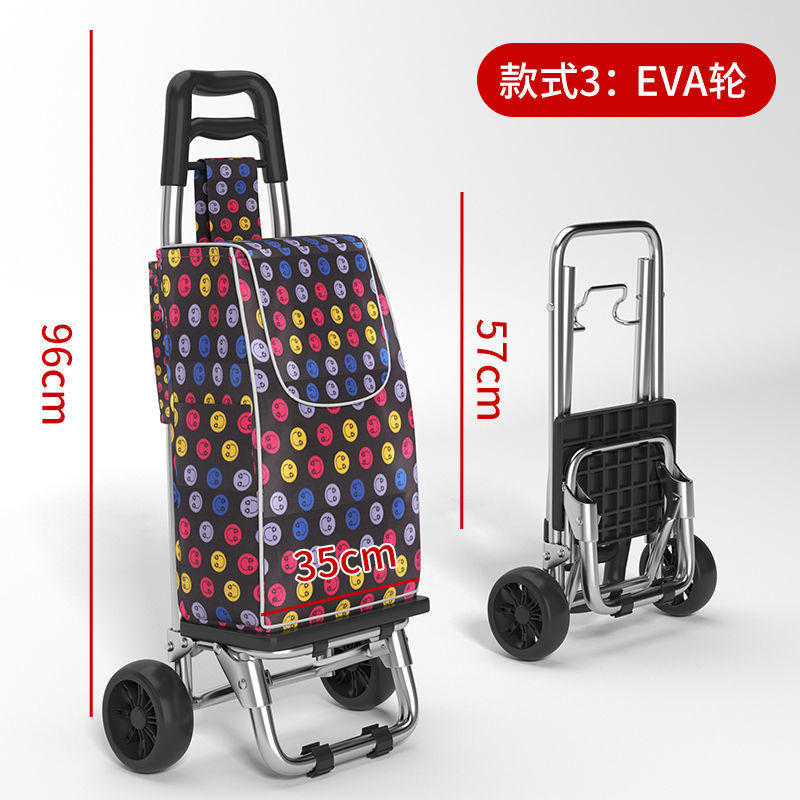 Carrito de compras para personas mayores, carrito de compras, carrito de compras, carrito pequeño, supermercado, remolque de equipaje portátil para el hogar, barra de tracción plegable, empuje manual