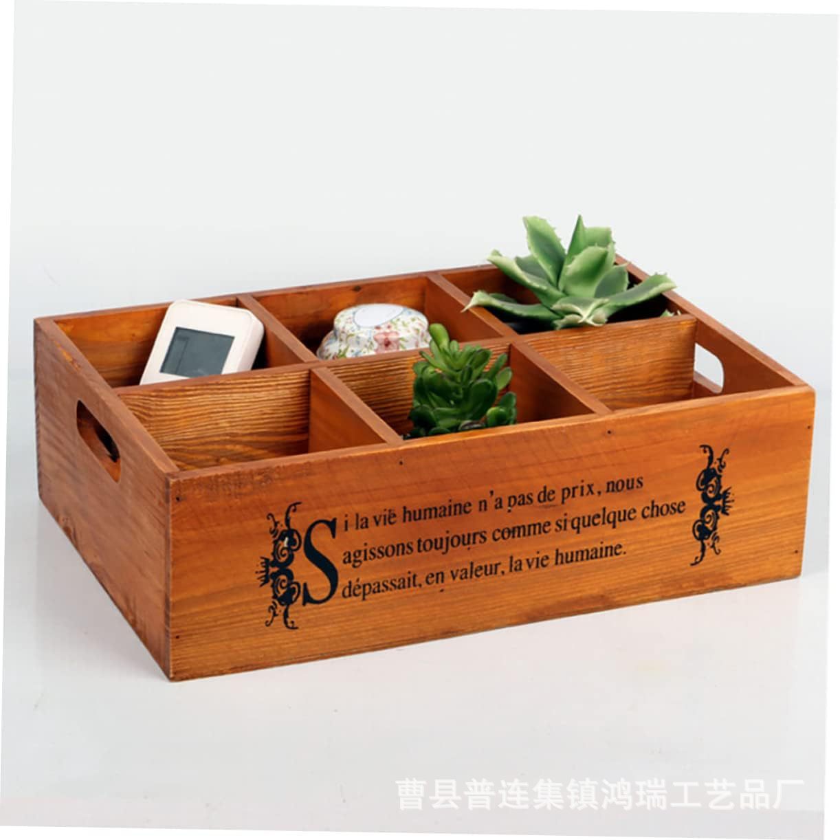 나무 데스크탑 보관 나무 상자 가정용 다육 질 화분 6 그리드 상자 보석 식료품 마무리 상자 사용자 정의