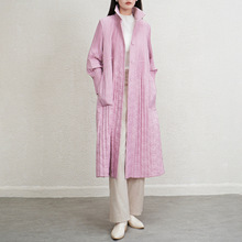 外贸原单褶皱翻领风衣女秋冬新款宽松显瘦百搭中长款加厚棉服外套