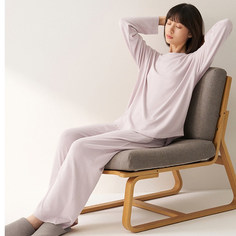 MUJI autumn and winter soft brushed knit pajama set, comfortable loungewear, round-neck two-piece set MUJI autumn and winter soft brushed knit pajama set, comfortable loungewear, round-neck two-piece set
