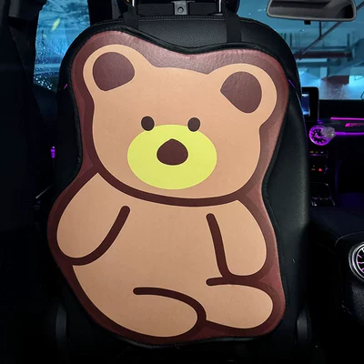 Long Brown Bear Car Anti-Kick Pad Universal Rear Seat Back Anti-Dirty Protective Pad Car Rear Protective Pad (Chair back anti-kick pad) - long-brown-bear-anti-kick-pad-1-piece