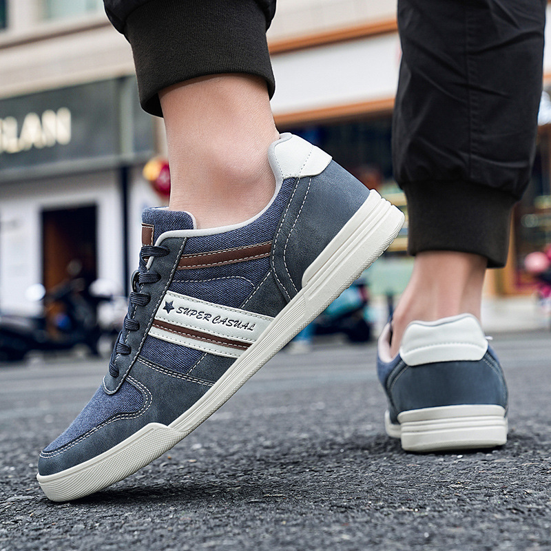 Comercio exterior 48 zapatos casuales de moda de hombre jeans skate zapatos deportivos de altura baja de suela gruesa zapatos de moda británicos